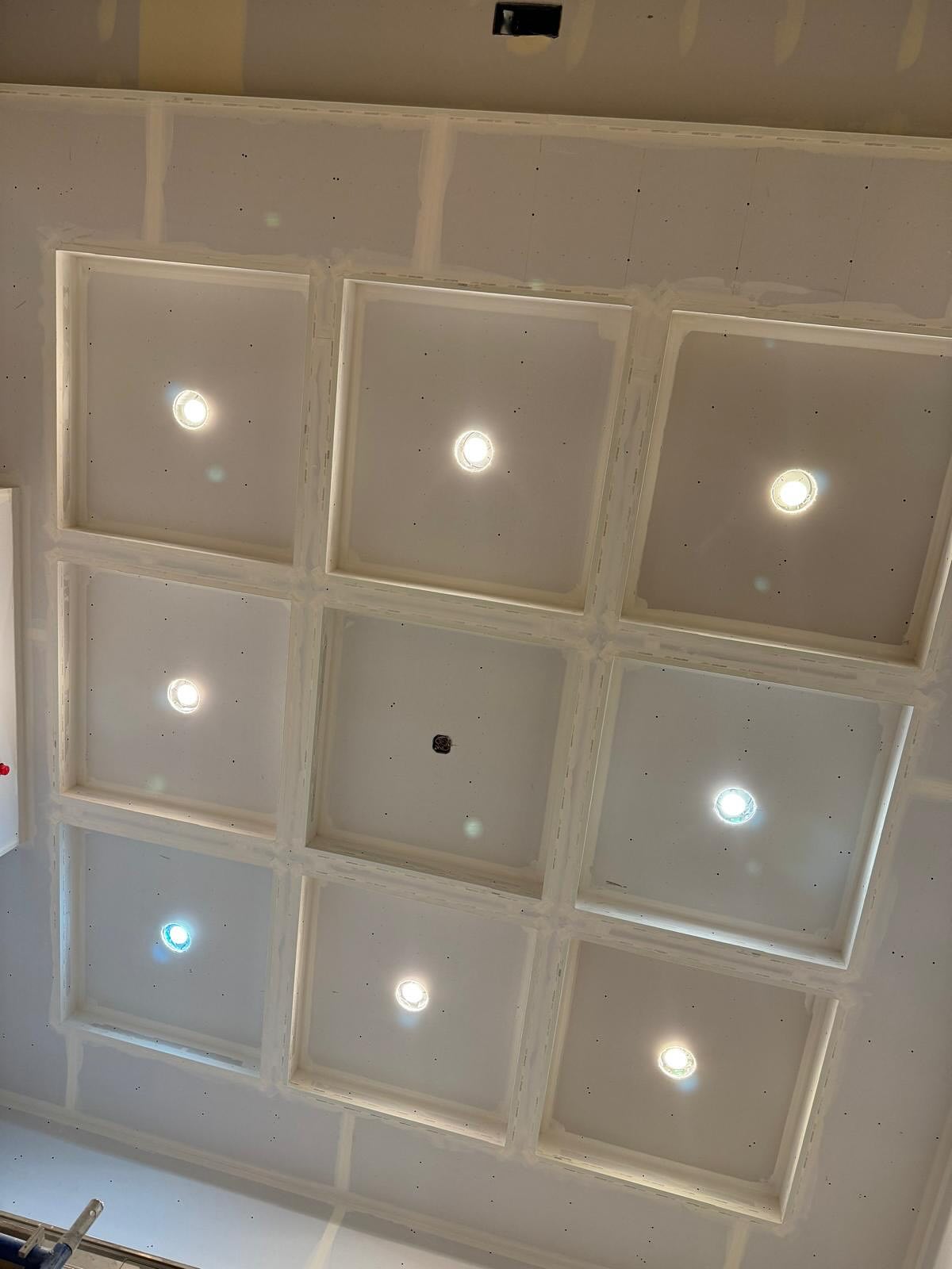 Coffered ceiling joint compound finishing