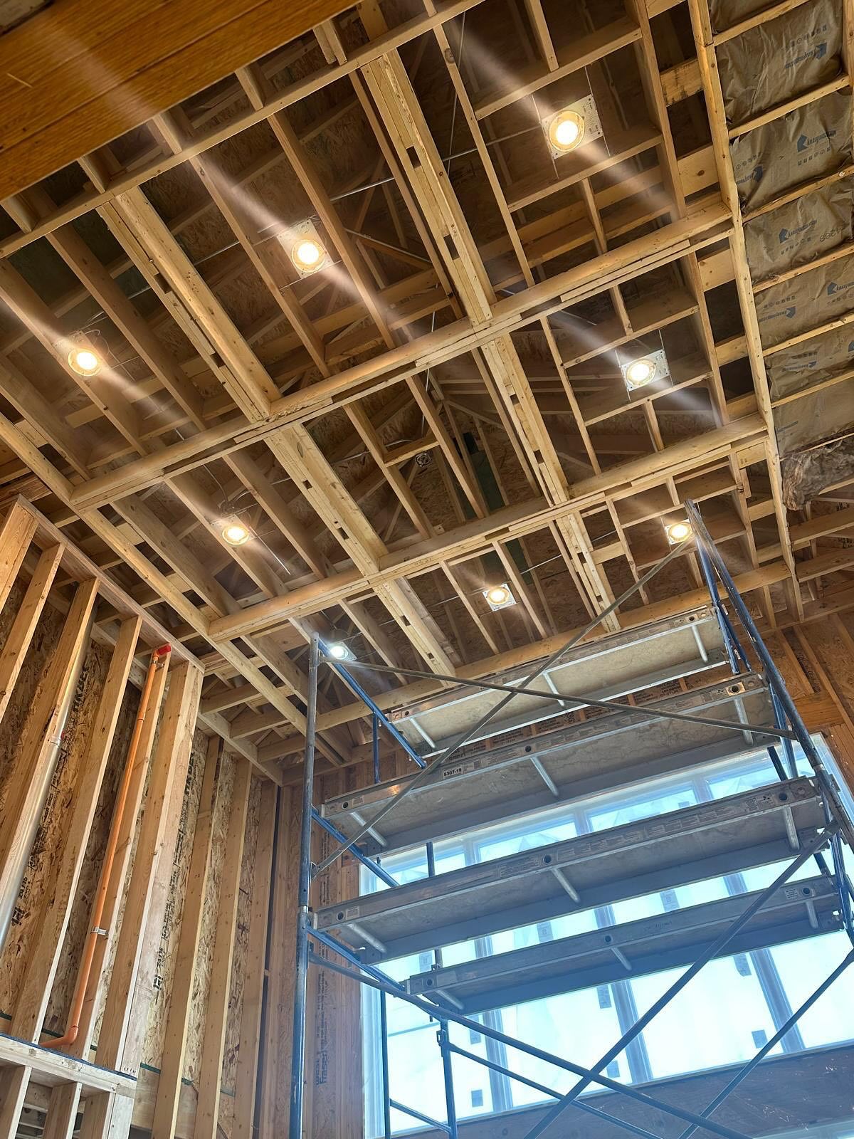 Open framing ready for drywall boarding