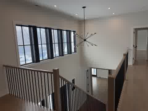 Modern staircase landing in Northbrook